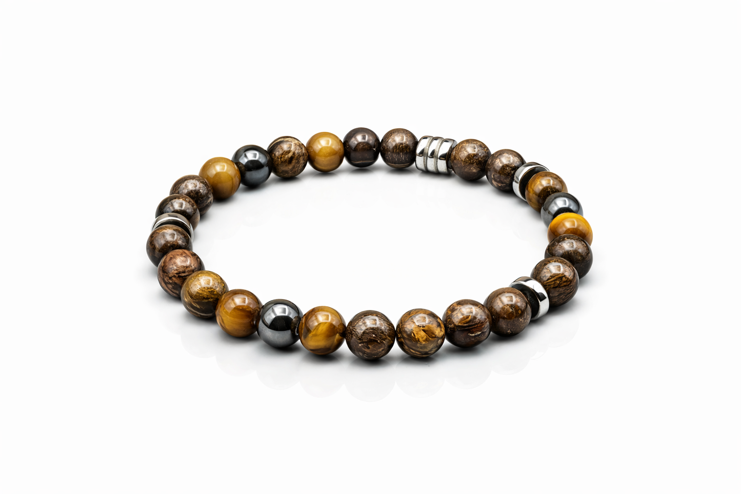 Bracelet Homme Bronzite, Œil de Tigre & Hématite - Force & Protection - Fait Main