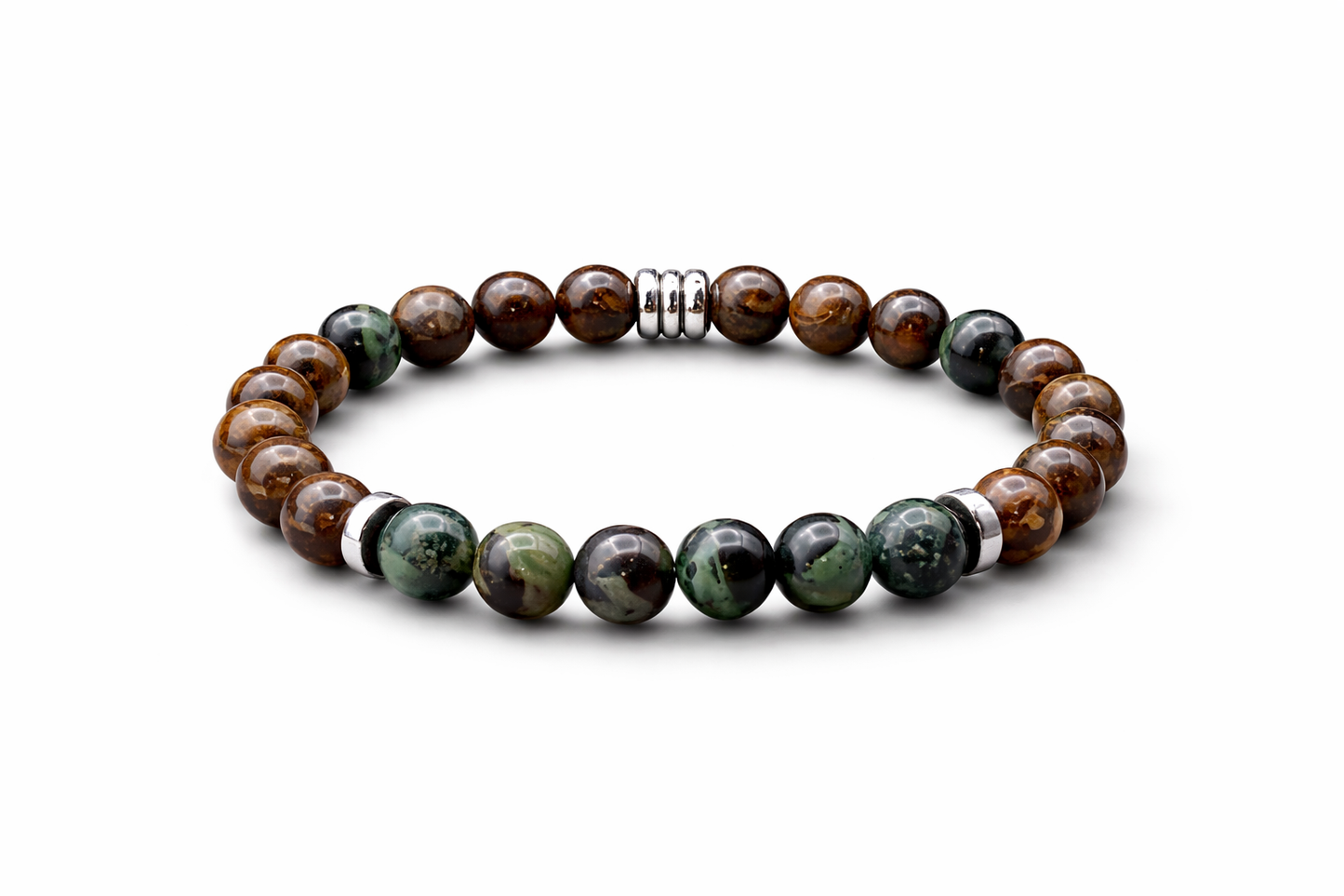 Bracelet Homme en Bronzite & Jaspe Kambaba – Stabilité & Force intérieure