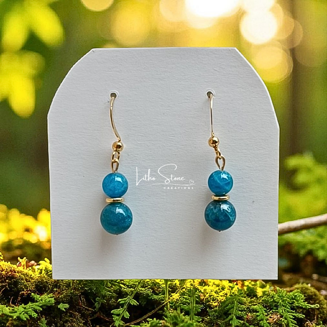 Boucles d'oreilles. Pierres Naturelles Apatite Lithostone Creations