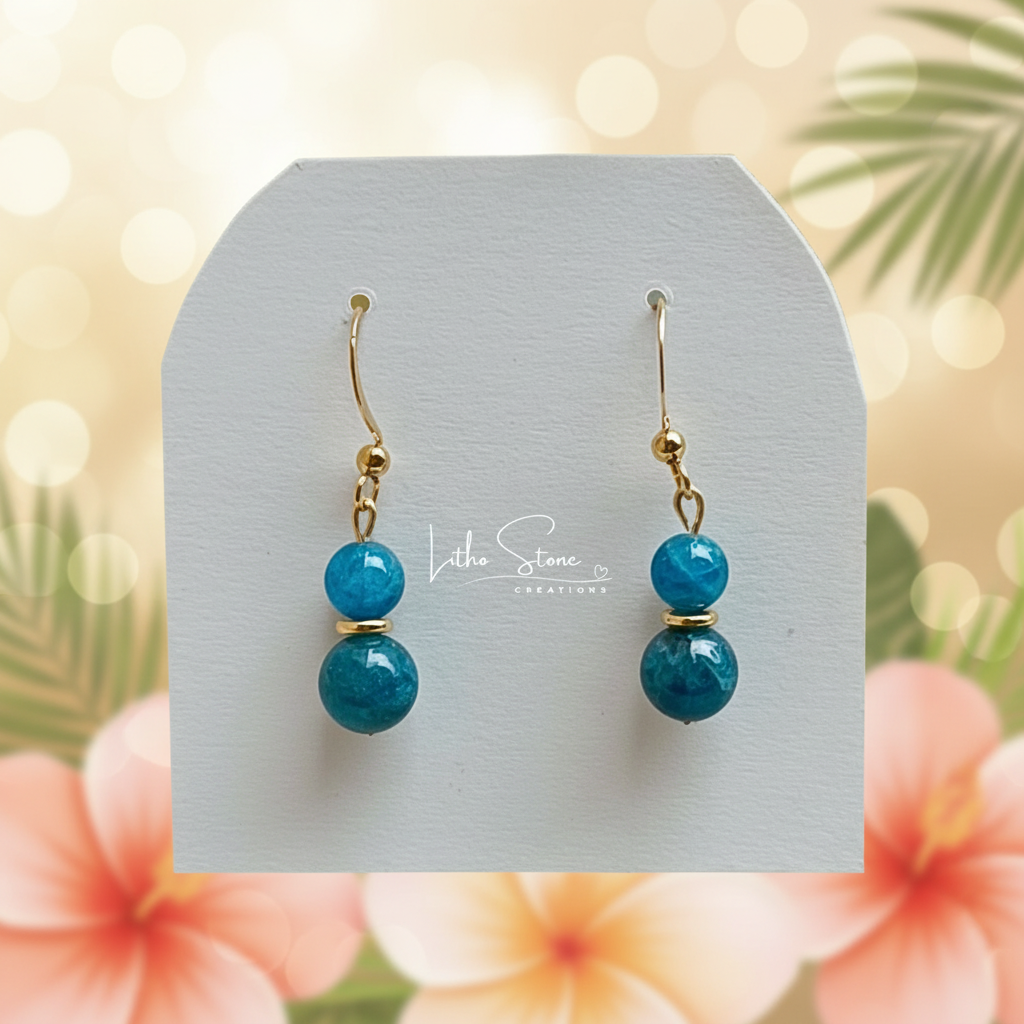 Boucles d'oreilles. Pierres Naturelles Apatite Lithostone Creations