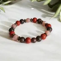 Bracelet Femme- Fait main - Pierre de Lune, Bronzite & Jaspe Rouge – Équilibre et Force Lithostone Creations