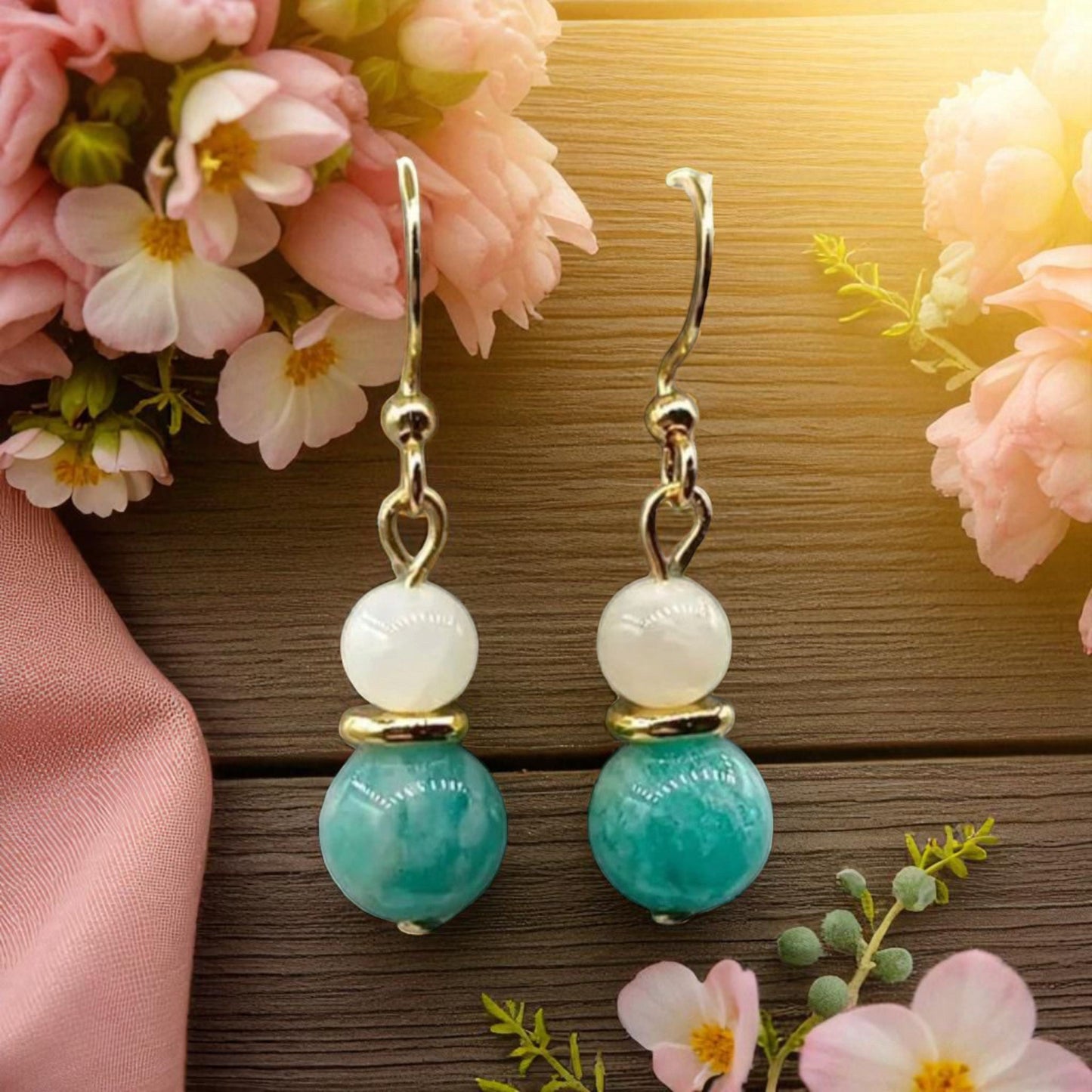 Parure Femme- Amazonite, Pierre de Lune & Aventurine – Douceur et Harmonie | Fait Main Lithostone Creations