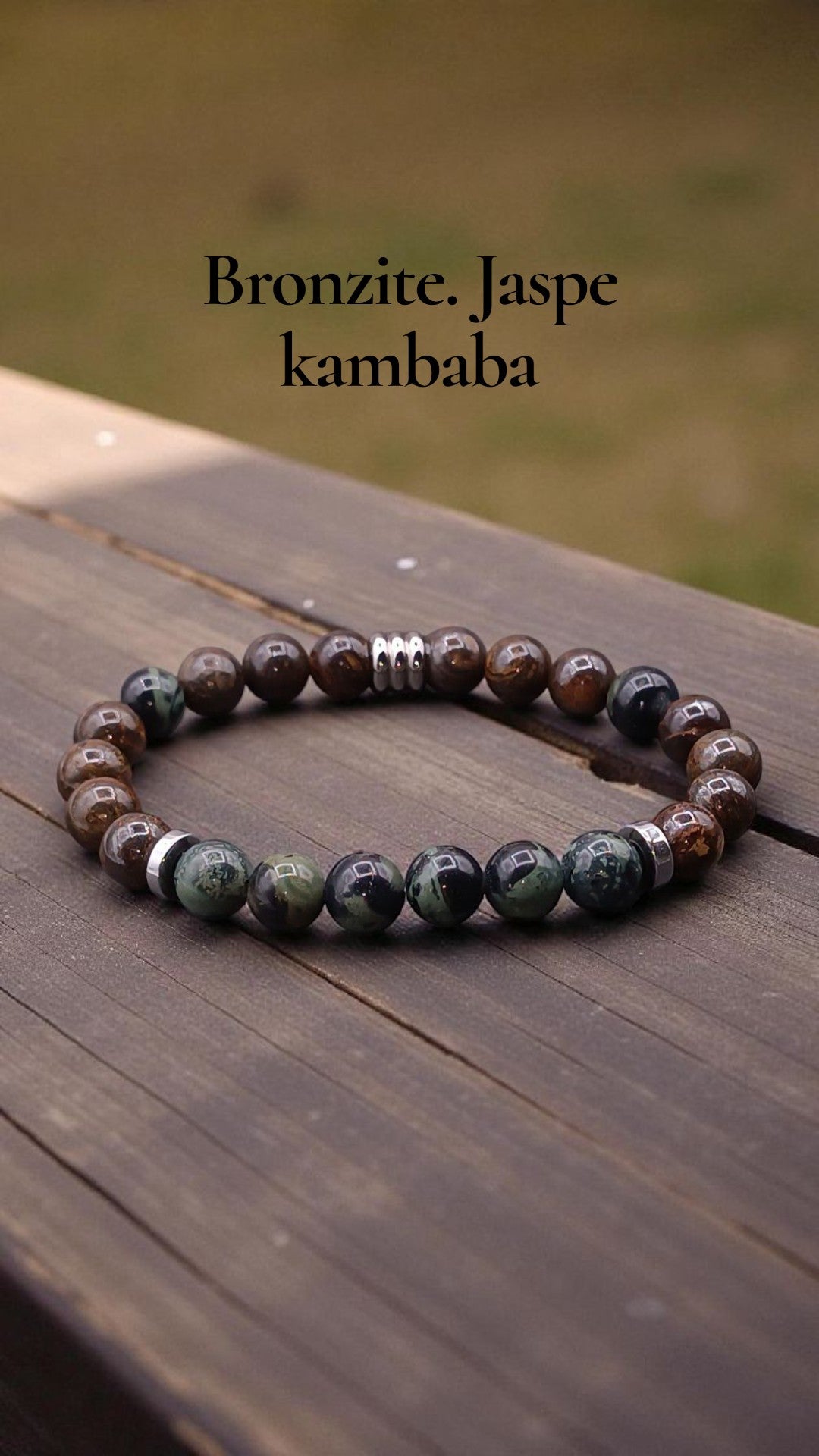 Bracelet Homme en Bronzite & Jaspe Kambaba – Stabilité & Force intérieure