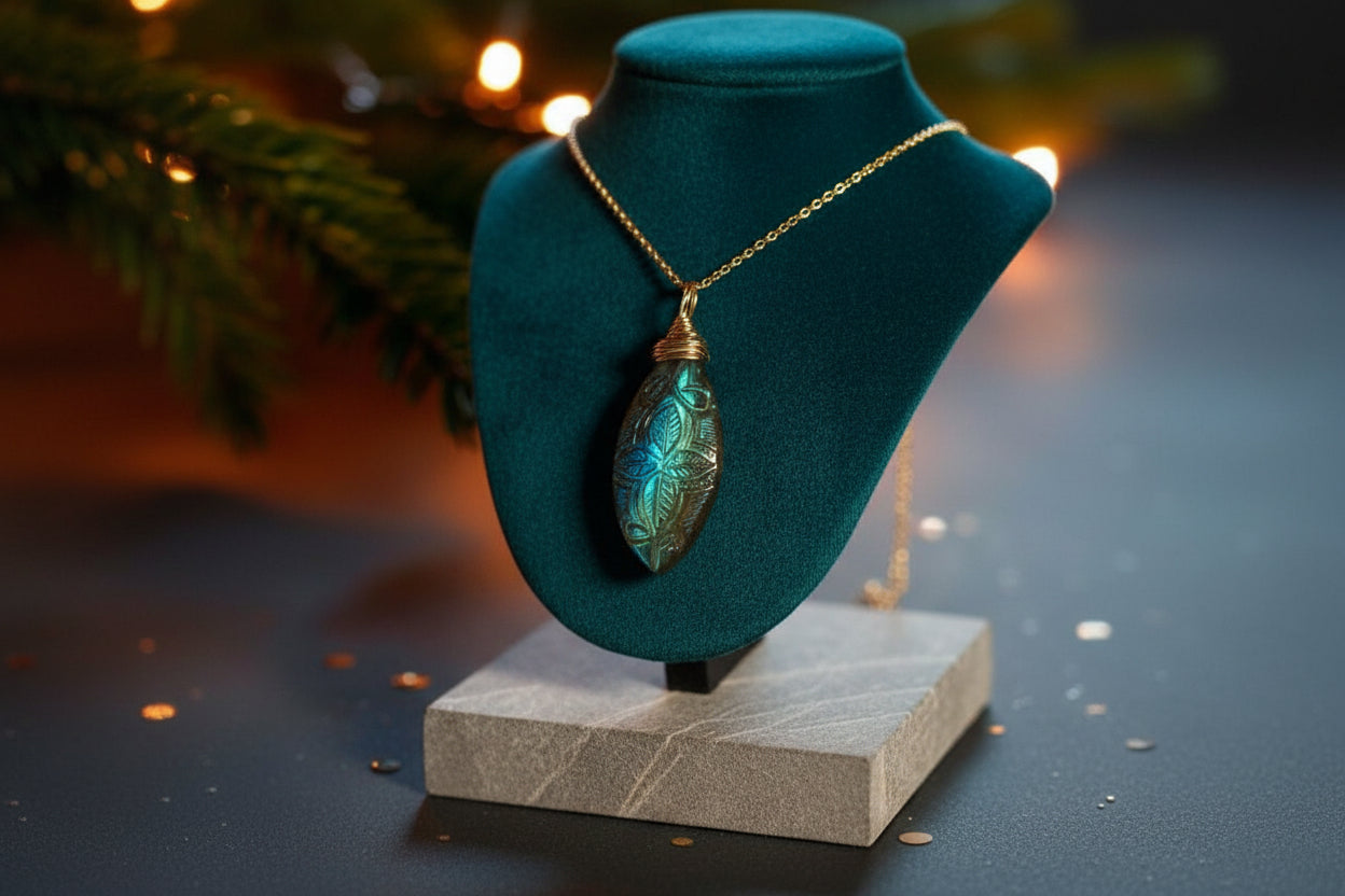 Collier en Labradorite Naturelle Sculptée – Pièce Unique