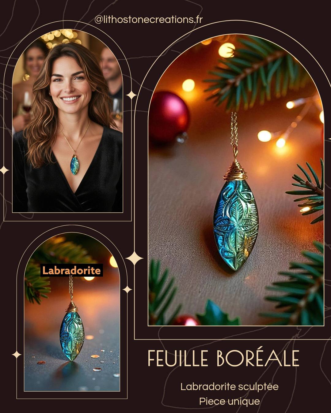Collier en Labradorite Naturelle Sculptée – Pièce Unique