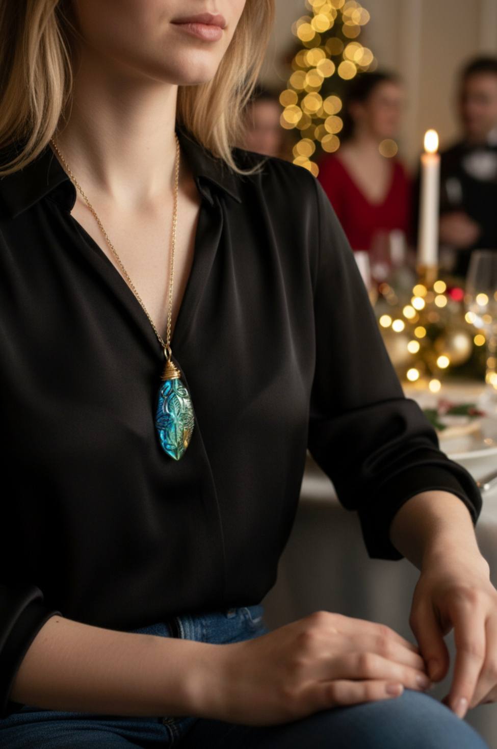 Collier en Labradorite Naturelle Sculptée – Pièce Unique
