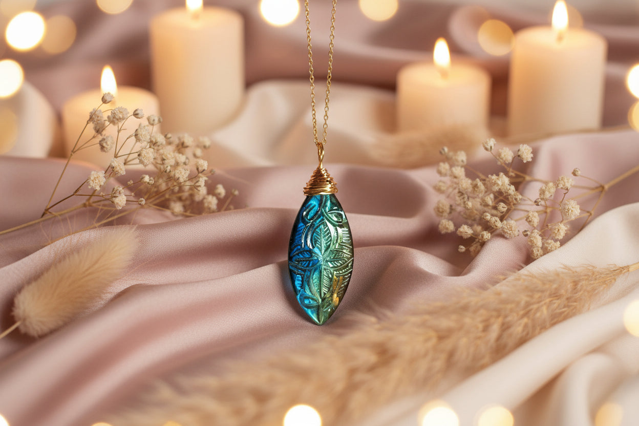 Collier en Labradorite Naturelle Sculptée – Pièce Unique