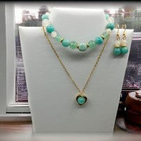 Parure Femme- Amazonite, Pierre de Lune & Aventurine – Douceur et Harmonie | Fait Main Lithostone Creations