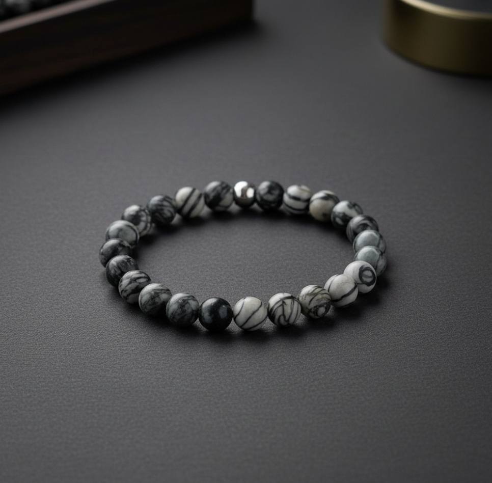 Bracelet Homme Jaspe Picasso - Stabilité & Créativité | Lithostone Creations