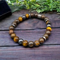 Bracelet Homme Bronzite, Œil de Tigre & Hématite - Force & Protection - Fait Main