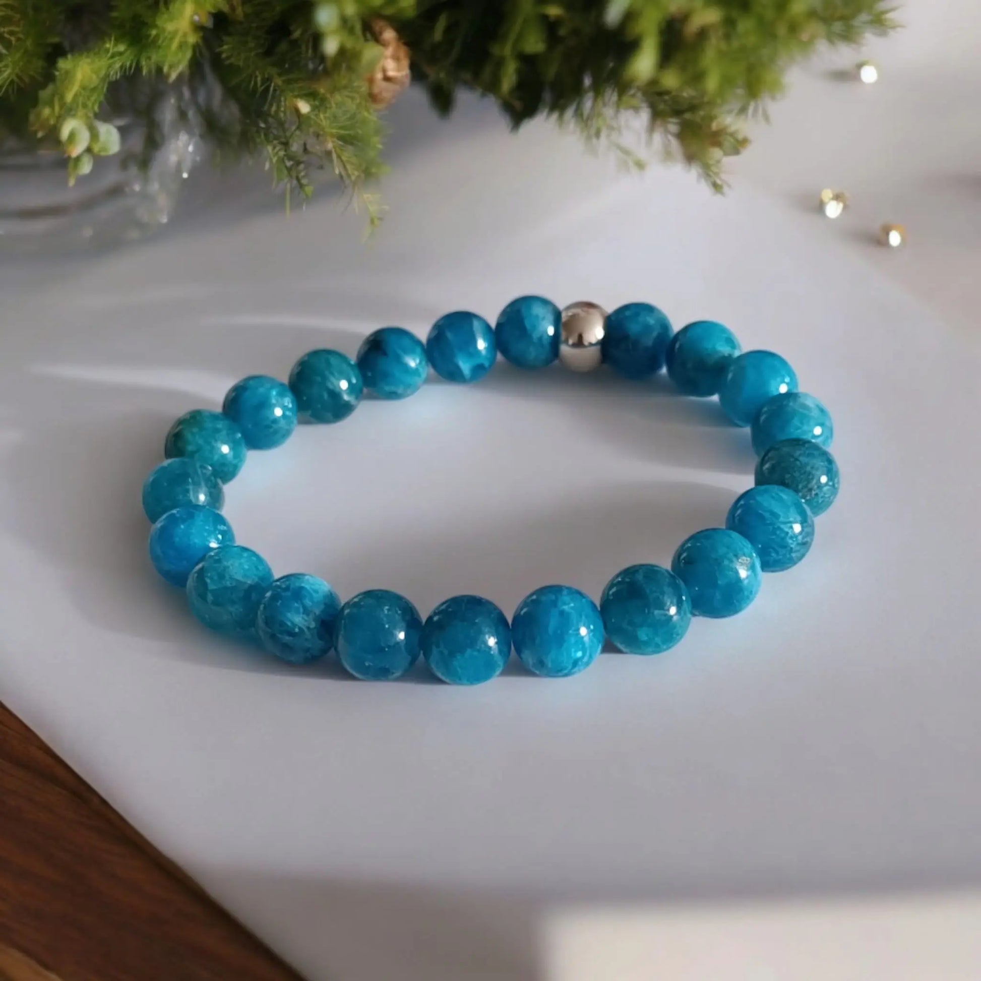 Bracelet Femme Apatite – Clarté & Motivation | Pierres Naturelles Fait Main Lithostone Creations