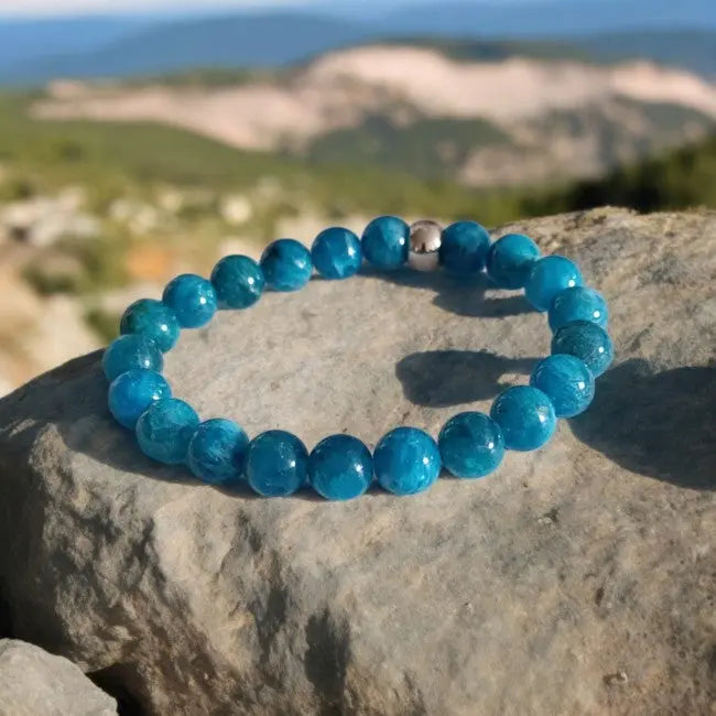 Bracelet Femme Apatite – Clarté & Motivation | Pierres Naturelles Fait Main Lithostone Creations