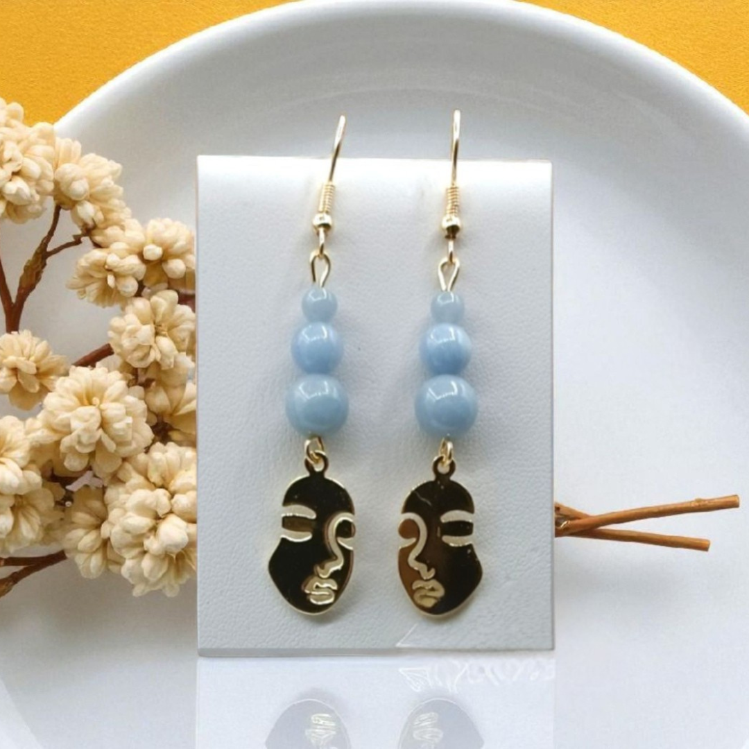 Boucles d'oreilles. Pierres Naturelles Angelite Lithostone Creations