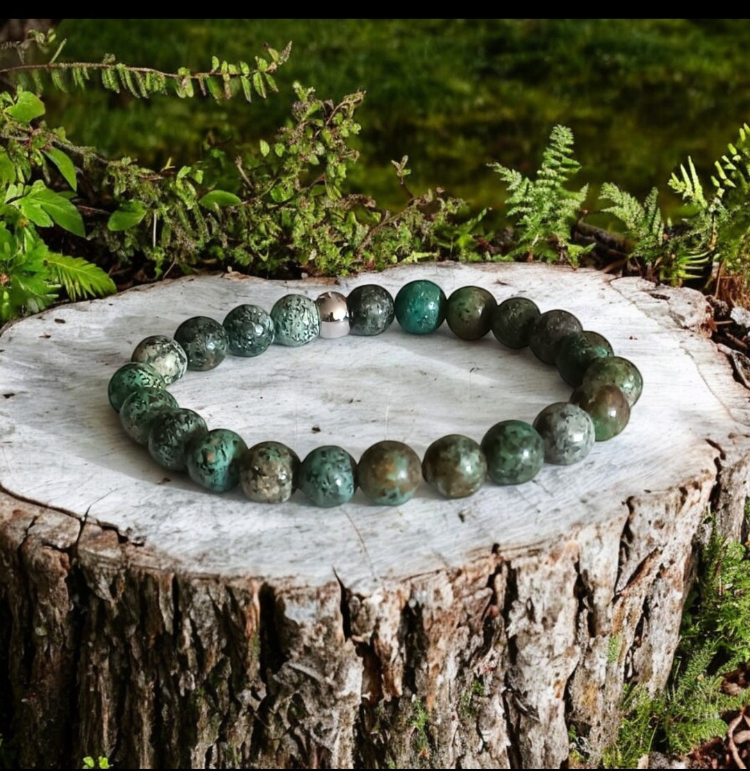 Bracelet Homme - Turquoise Africaine (Jaspe Africain)– Stabilité & Confiance | Pierres Naturelles - Fait Main Lithostone Creations