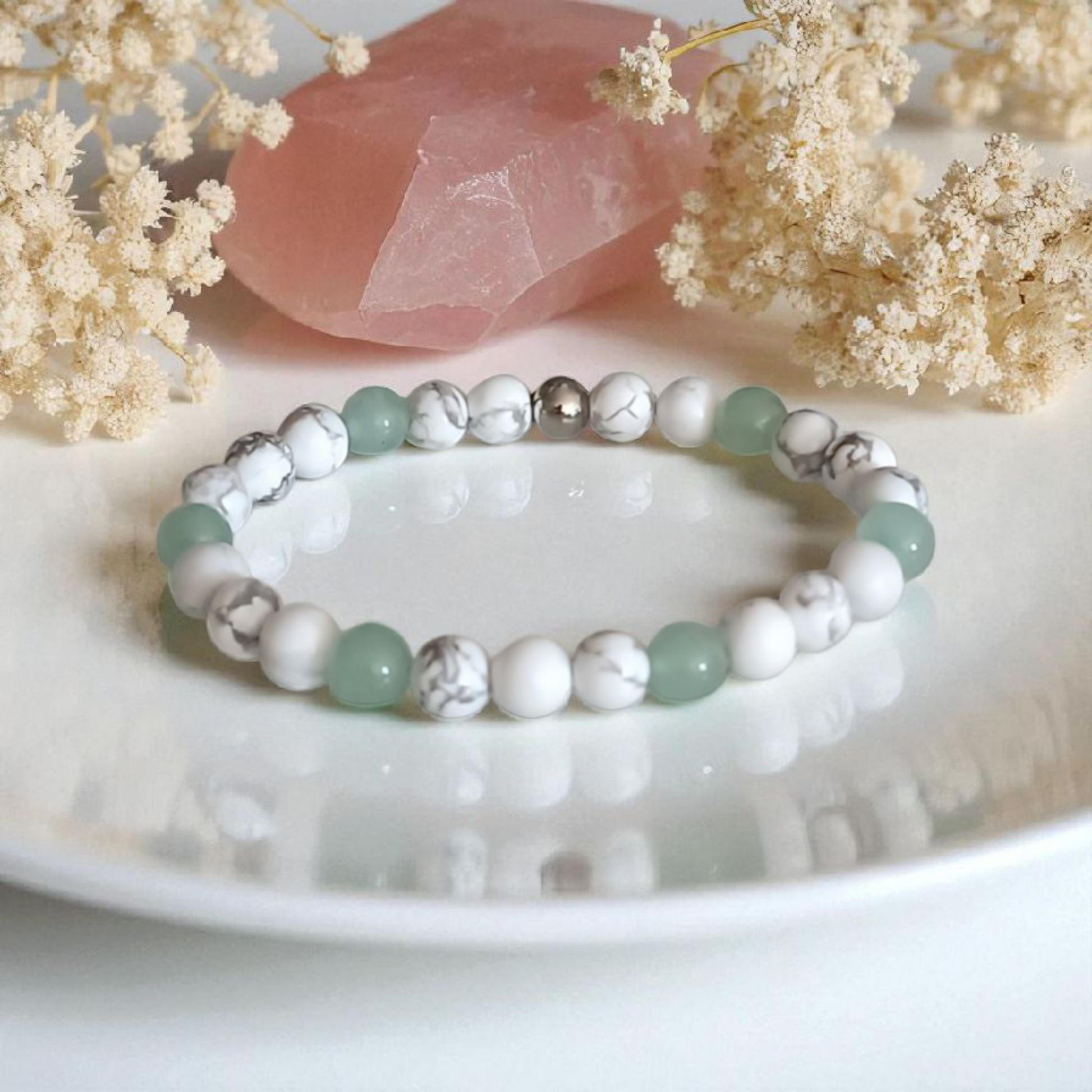 Bracelet Howlite & Aventurine Verte – Calme et Équilibre -Fait main Lithostone Creations