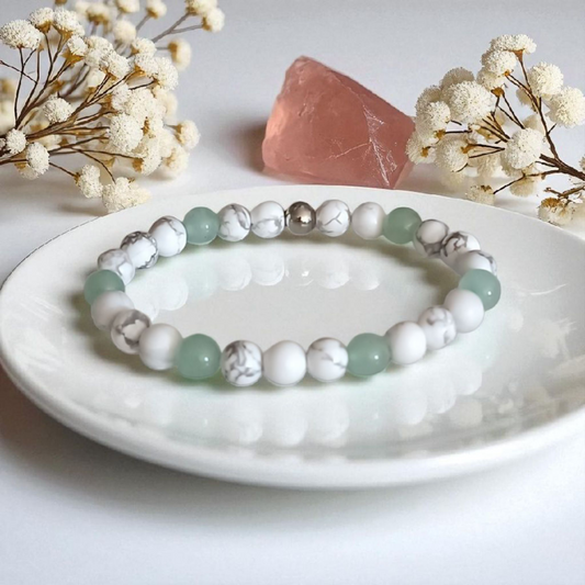 Bracelet Howlite & Aventurine Verte – Calme et Équilibre -Fait main Lithostone Creations