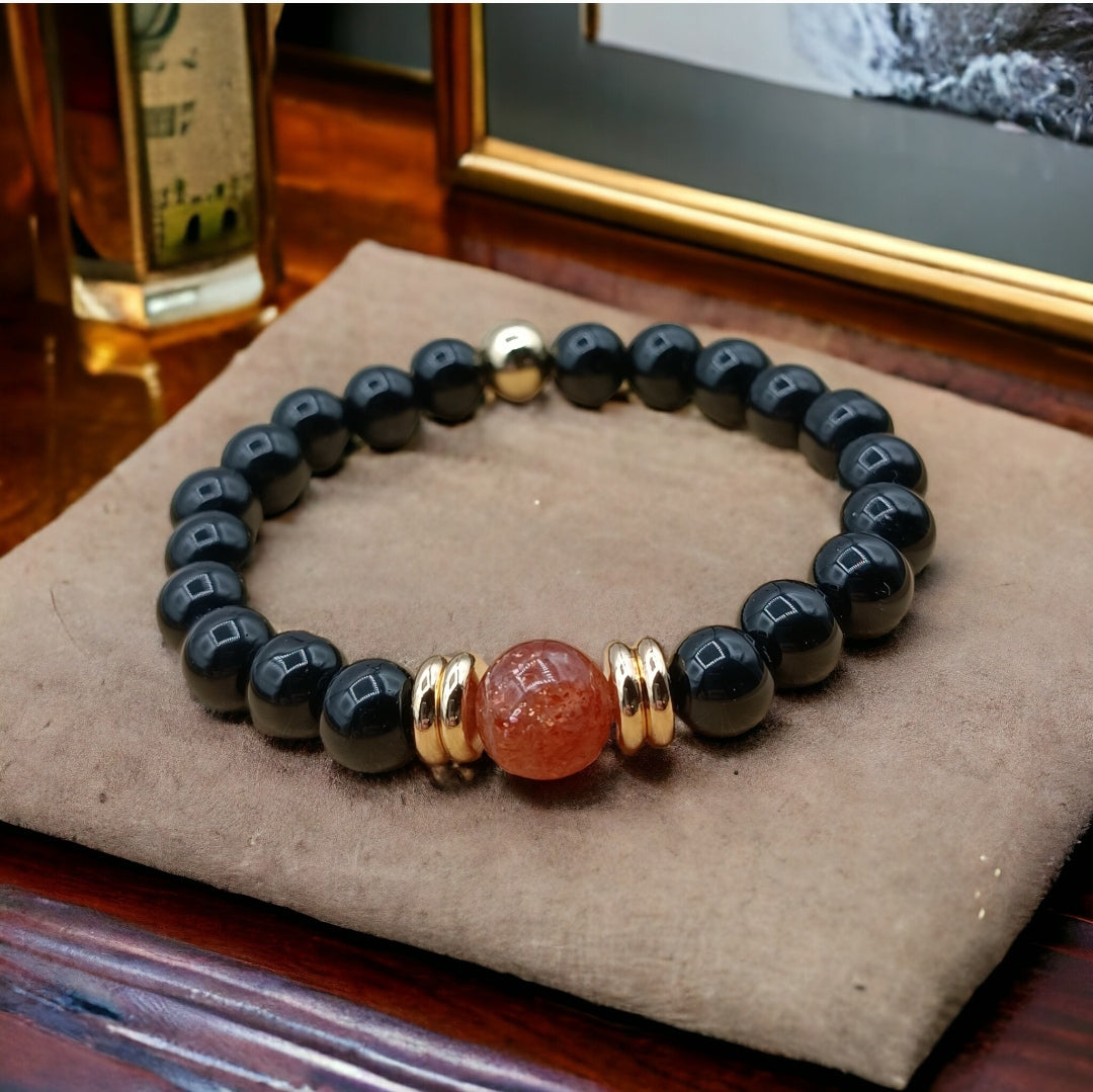Pierre de Soleil. agate noire Lithostone Creations