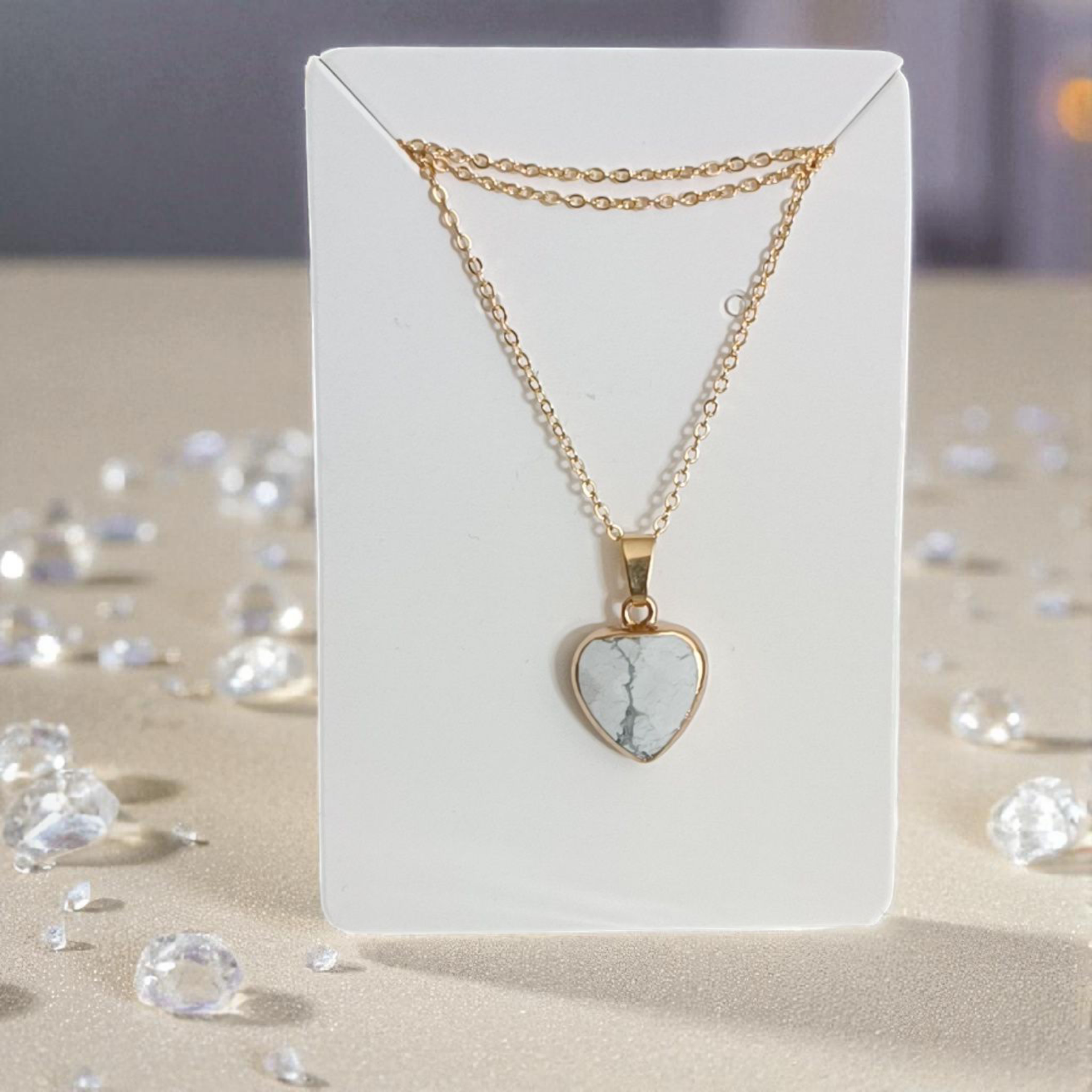 Collier Howlite. Pierre Naturelle Lithostone Créations