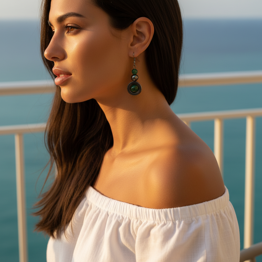 Boucles agate mousse femme terrasse