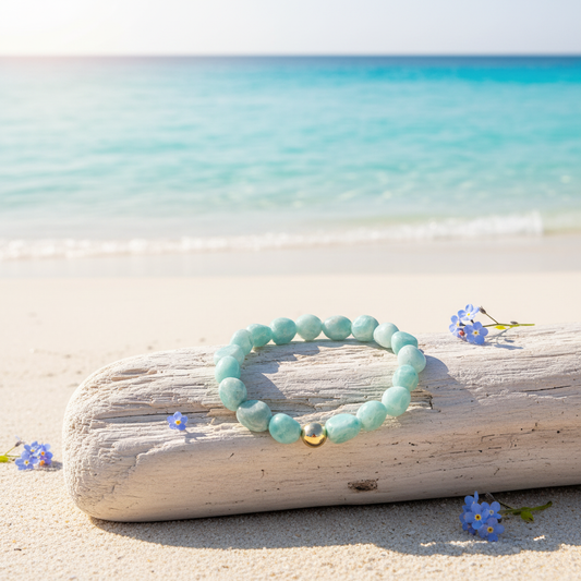 Bracelet amazonite bois flotté mer