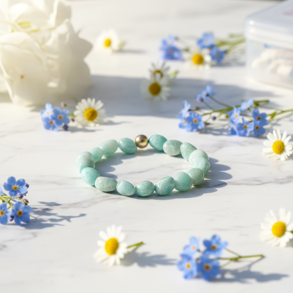Bracelet amazonite marbre fleurs