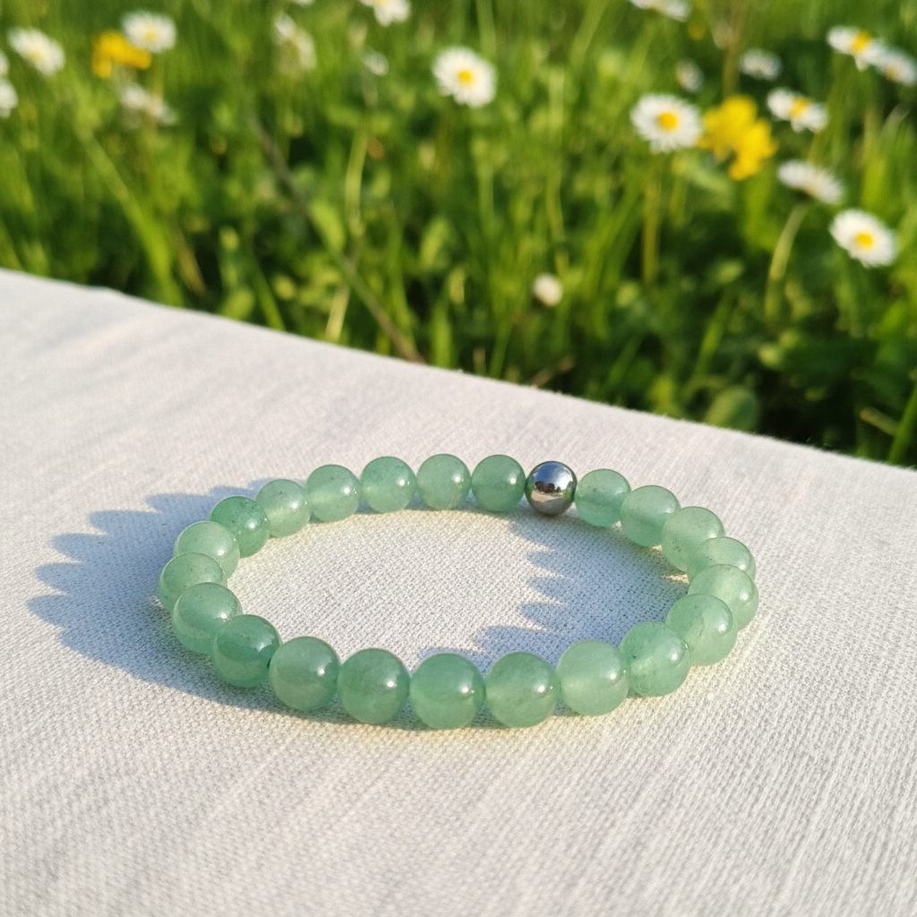 Bracelet aventurine avec marguerites