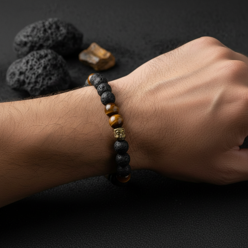 Bracelet homme poignet volcanique