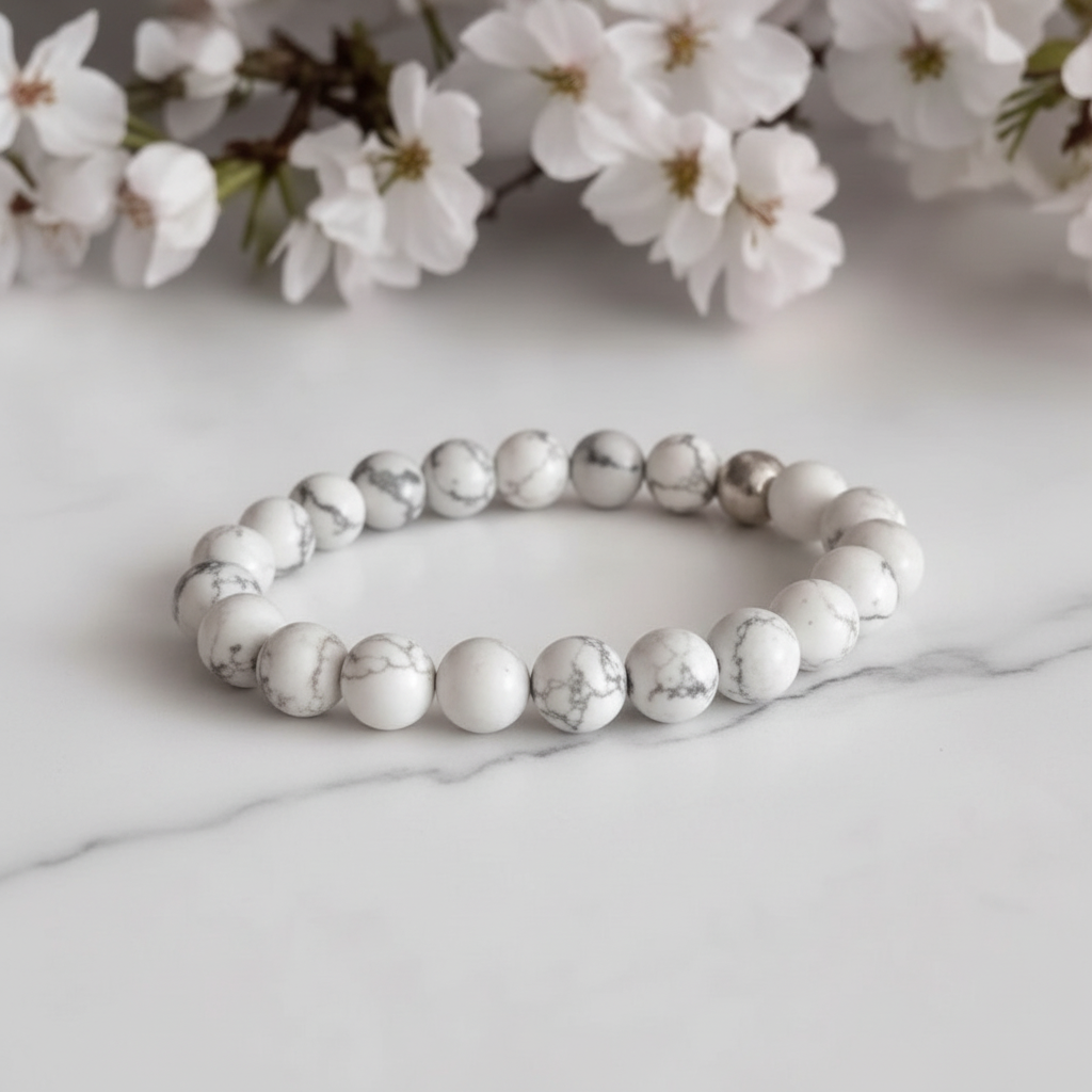 Bracelet howlite avec cerisiers