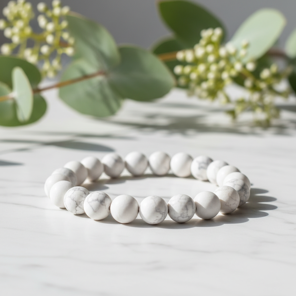Bracelet howlite avec eucalyptus