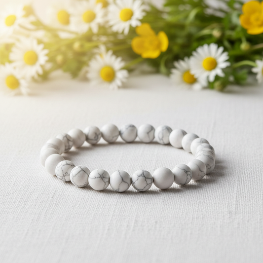 Bracelet howlite avec marguerites