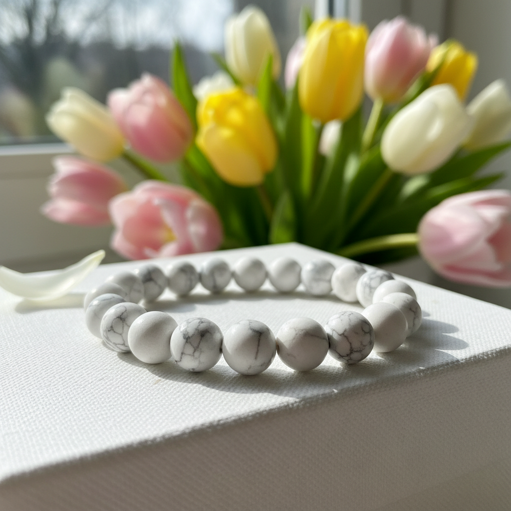 Bracelet howlite avec tulipes