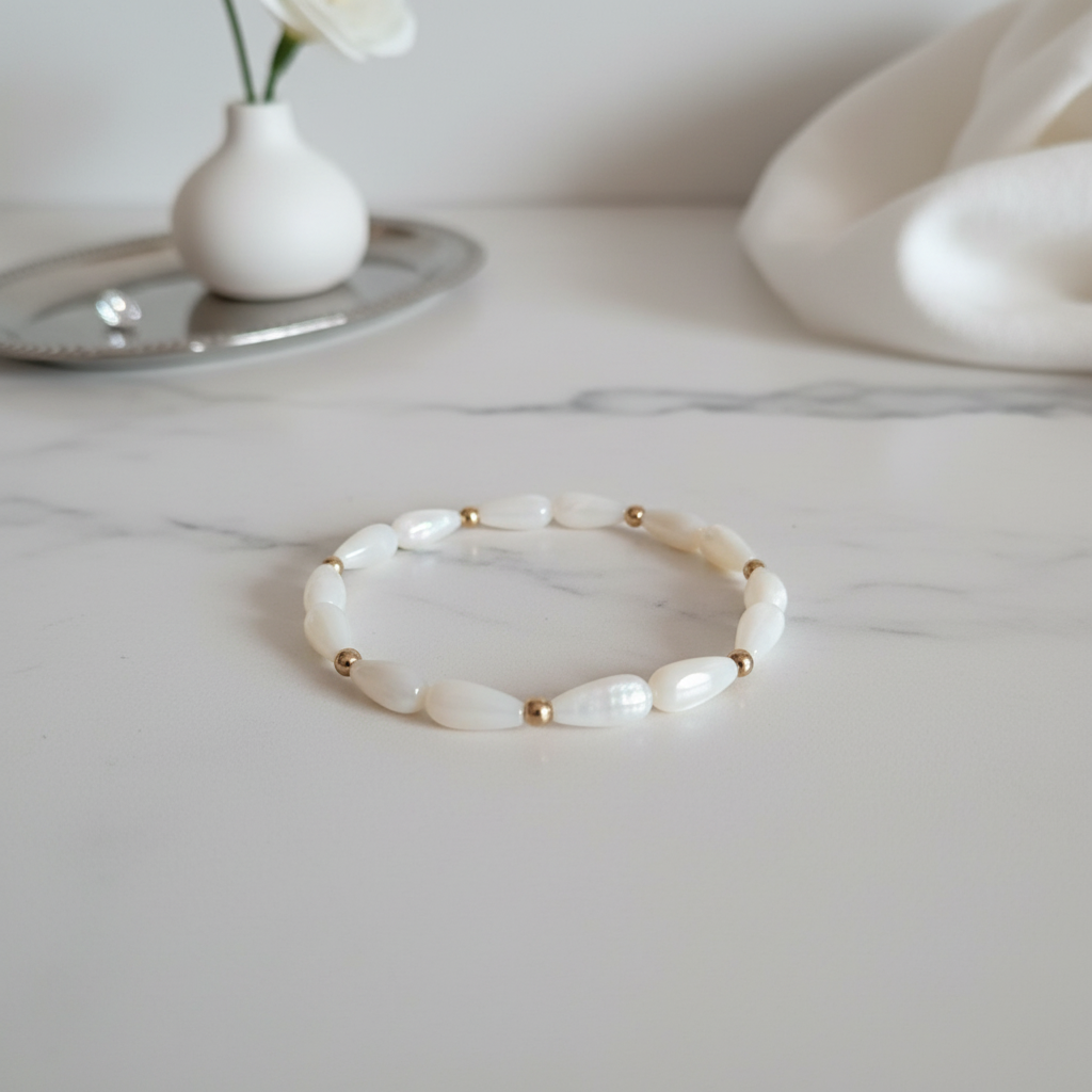 Bracelet nacre - Marbre blanc