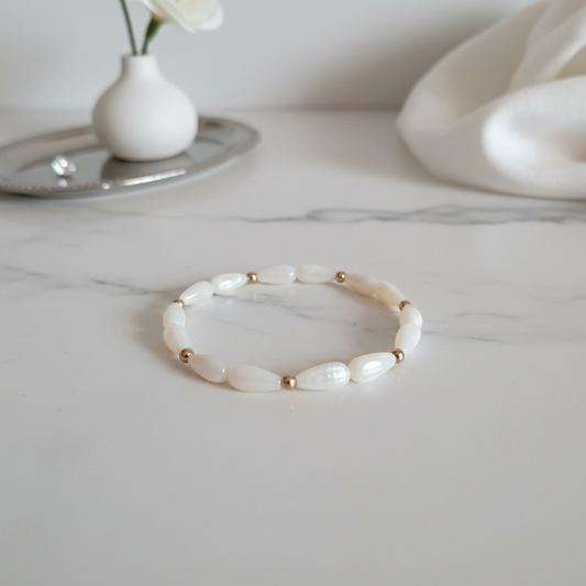 Bracelet nacre - Marbre blanc