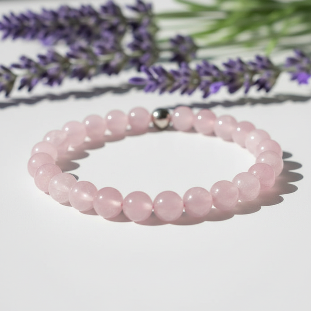 Bracelet quartz rose avec lavande