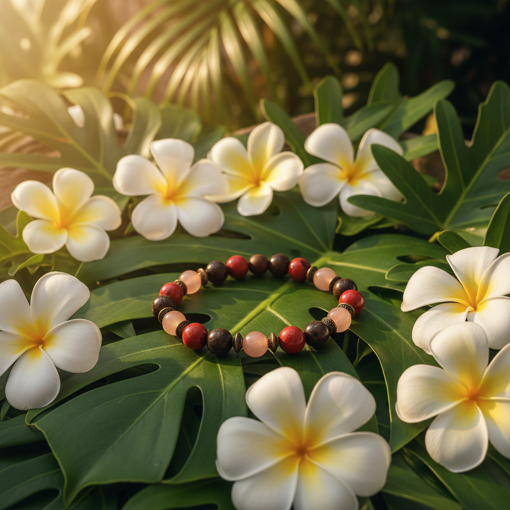 Bracelet sur feuilles tropicales