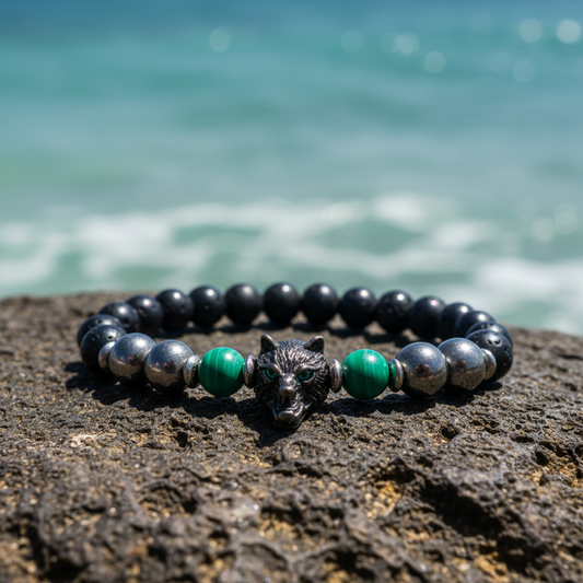 Bracelet tête de loup roche mer
