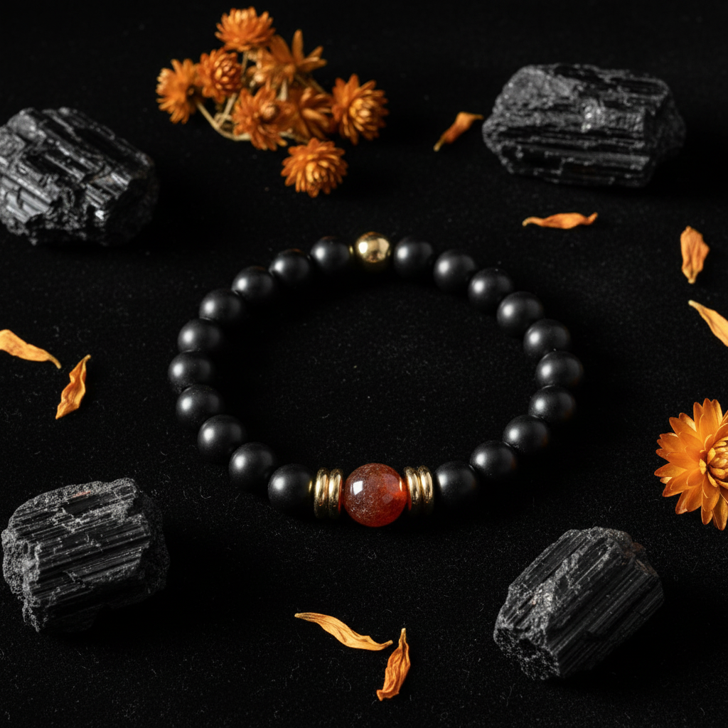 Bracelet velours noir flat lay