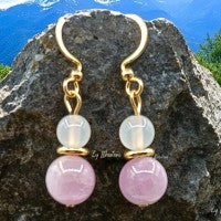 Boucles d’Oreilles -Kunzite & Agate Blanche – Douceur & Paix Intérieure | Pierres Naturelles - Fait main Lithostone Creations