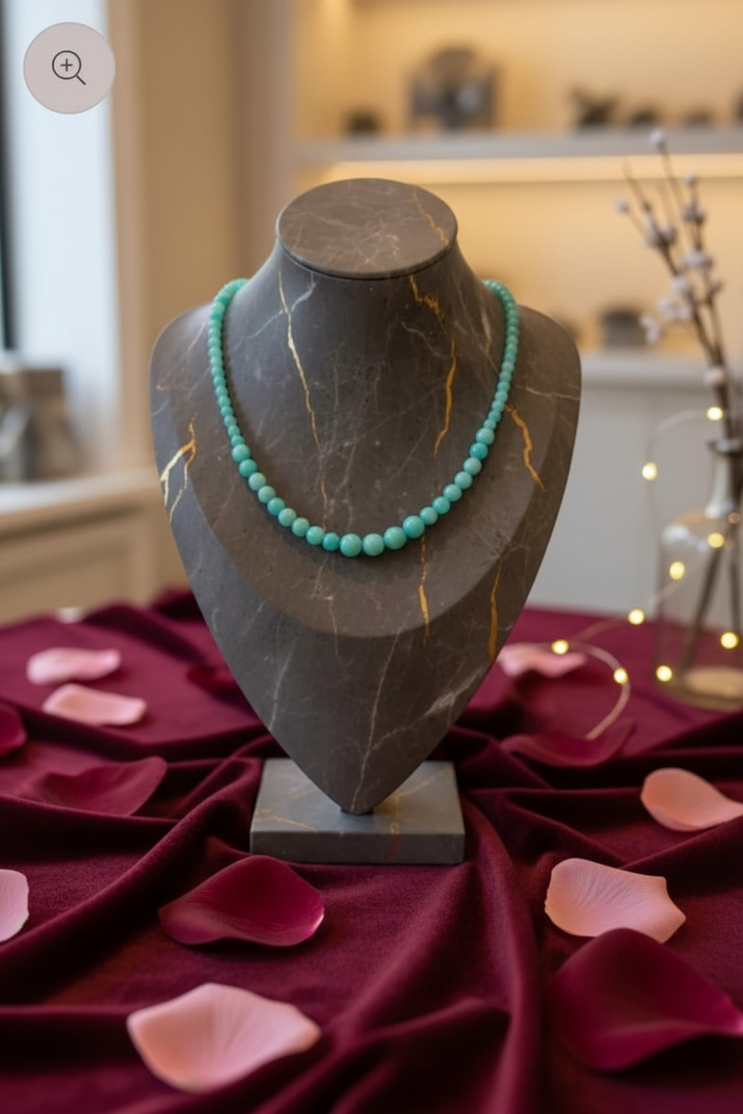 Collier amazonite - fond Saint-Valentin
