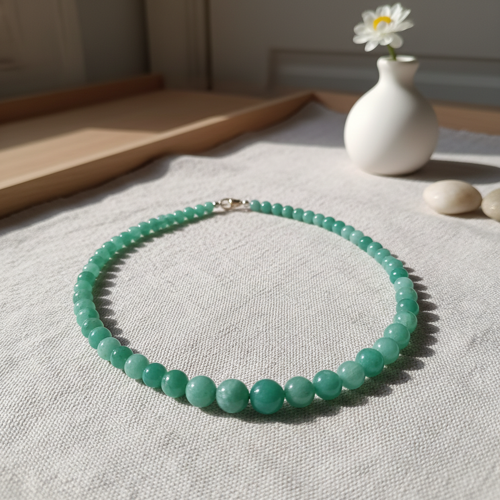 Collier aventurine - Coton gris