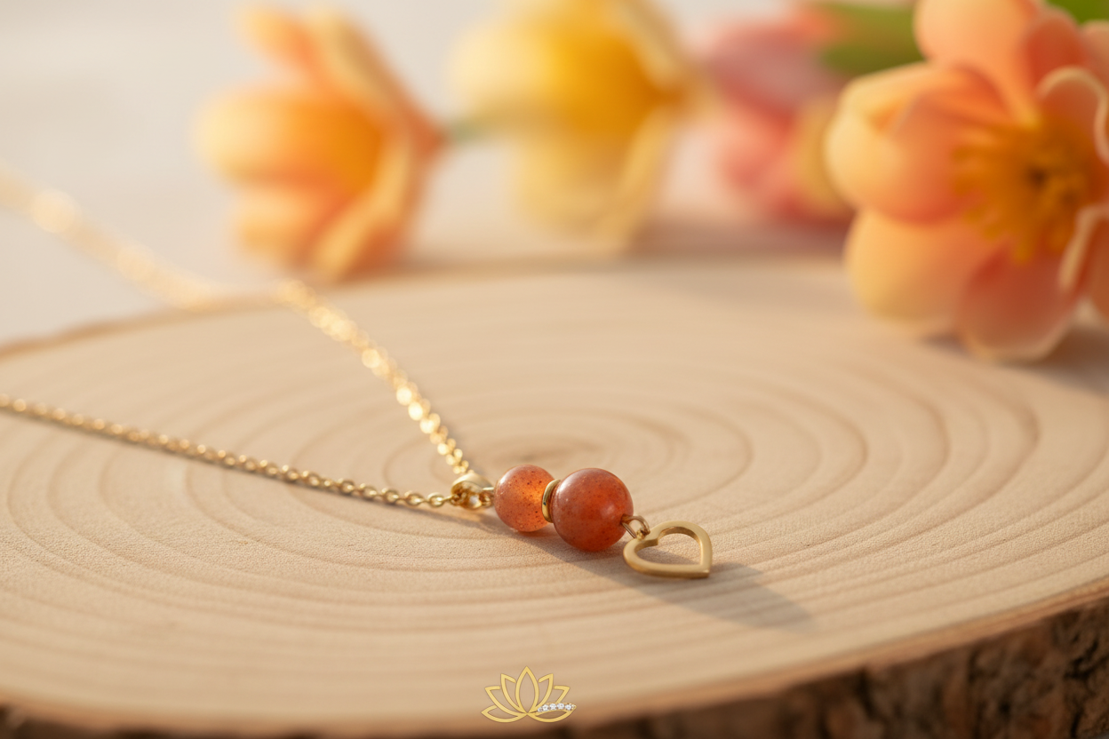 Collier pierre de soleil bois