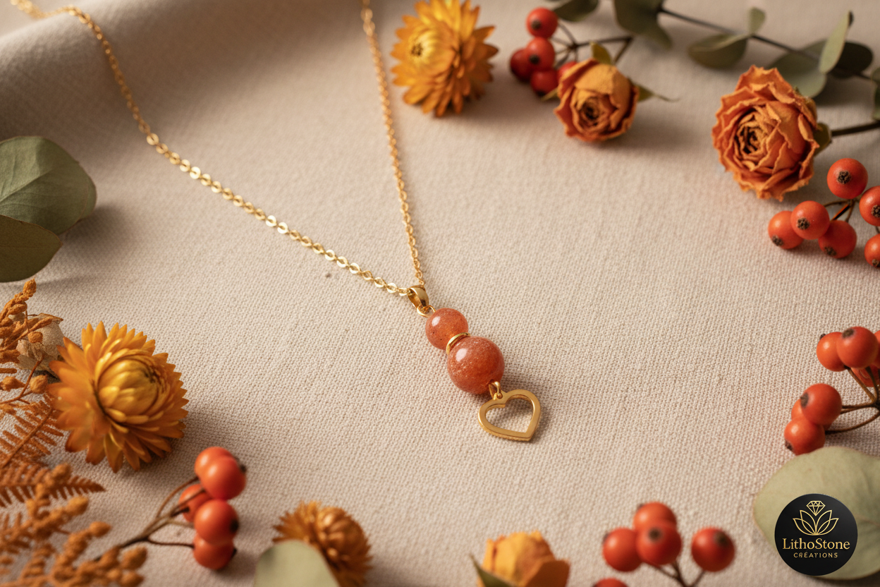 Collier pierre de soleil sunset cuivré