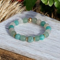 Parure Femme- Amazonite, Pierre de Lune & Aventurine – Douceur et Harmonie | Fait Main Lithostone Creations