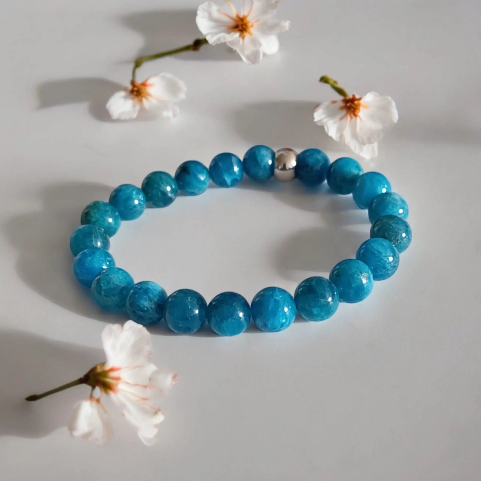 Bracelet Femme Apatite – Clarté & Motivation | Pierres Naturelles Fait Main Lithostone Creations
