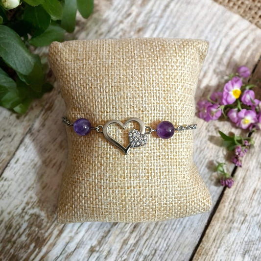 Améthyste. Pierre Naturelles. Bracelet fait à la main. Bijoux Créateur. Cadeaux.