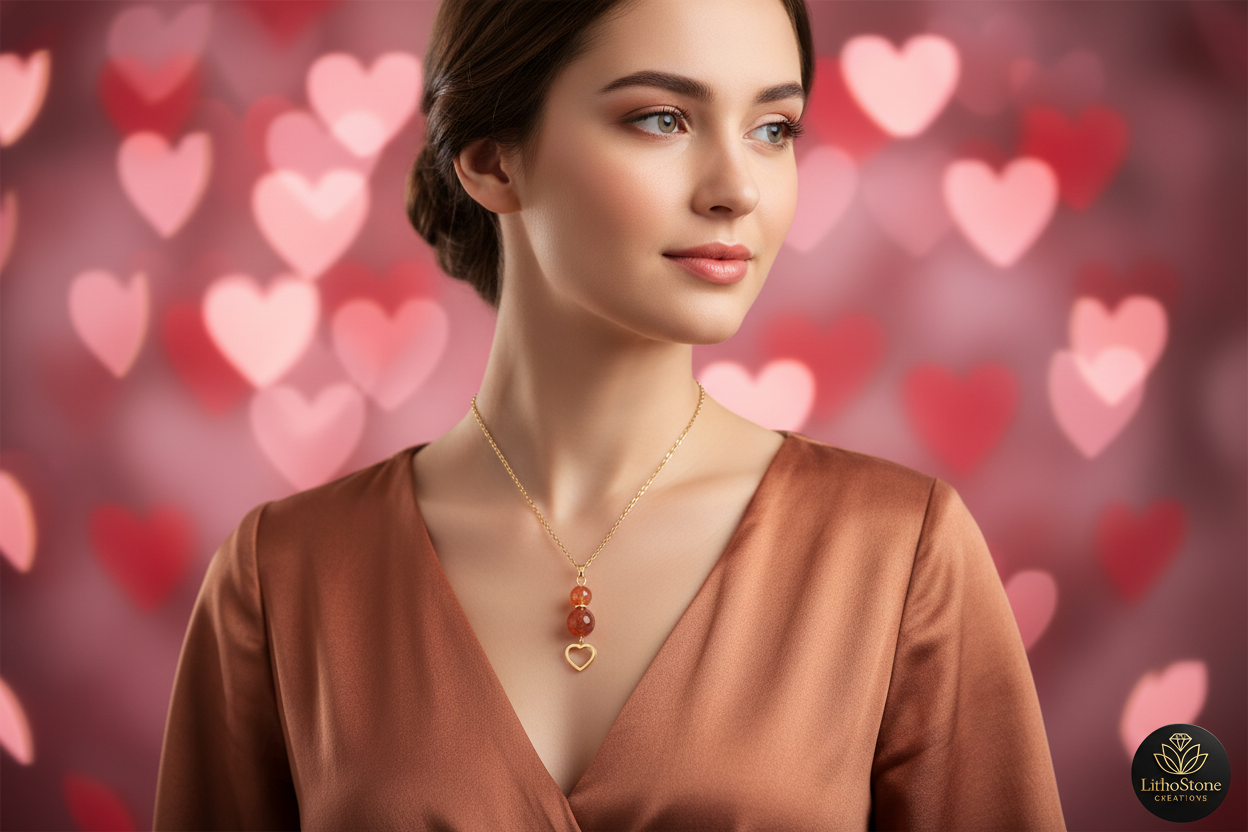 Femme collier Saint-Valentin cœurs