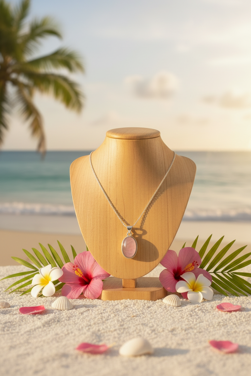 Présentoir quartz rose tropical 1