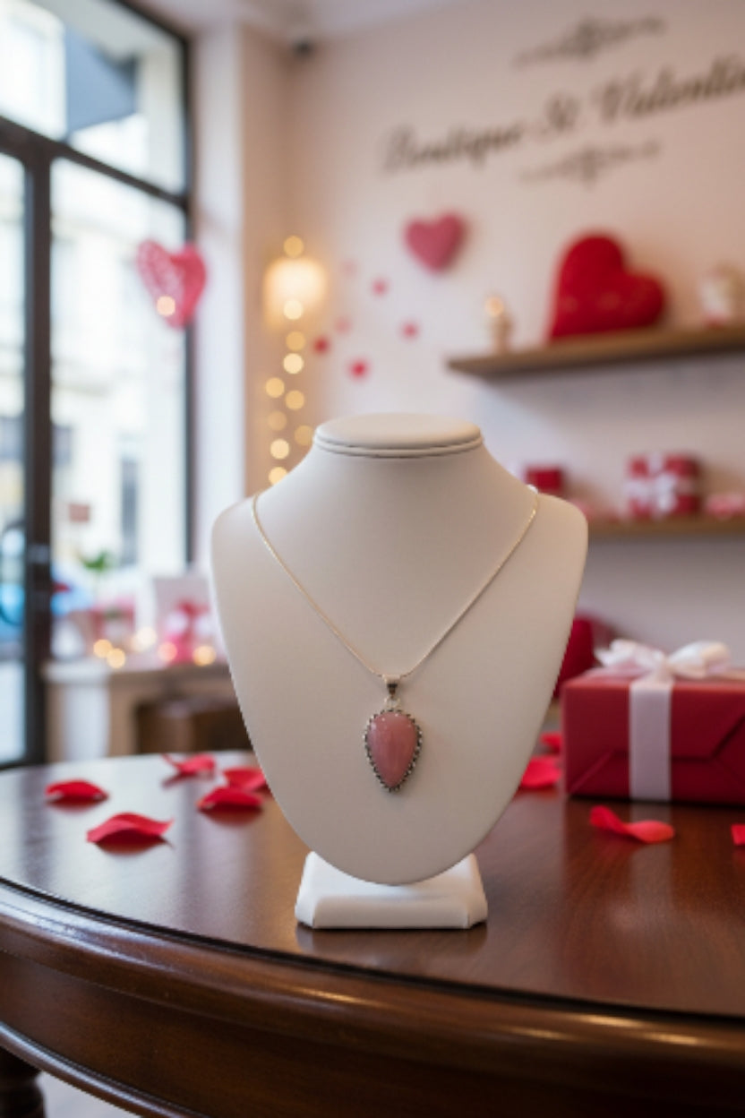 Collier. Pendentif Quartz rose.