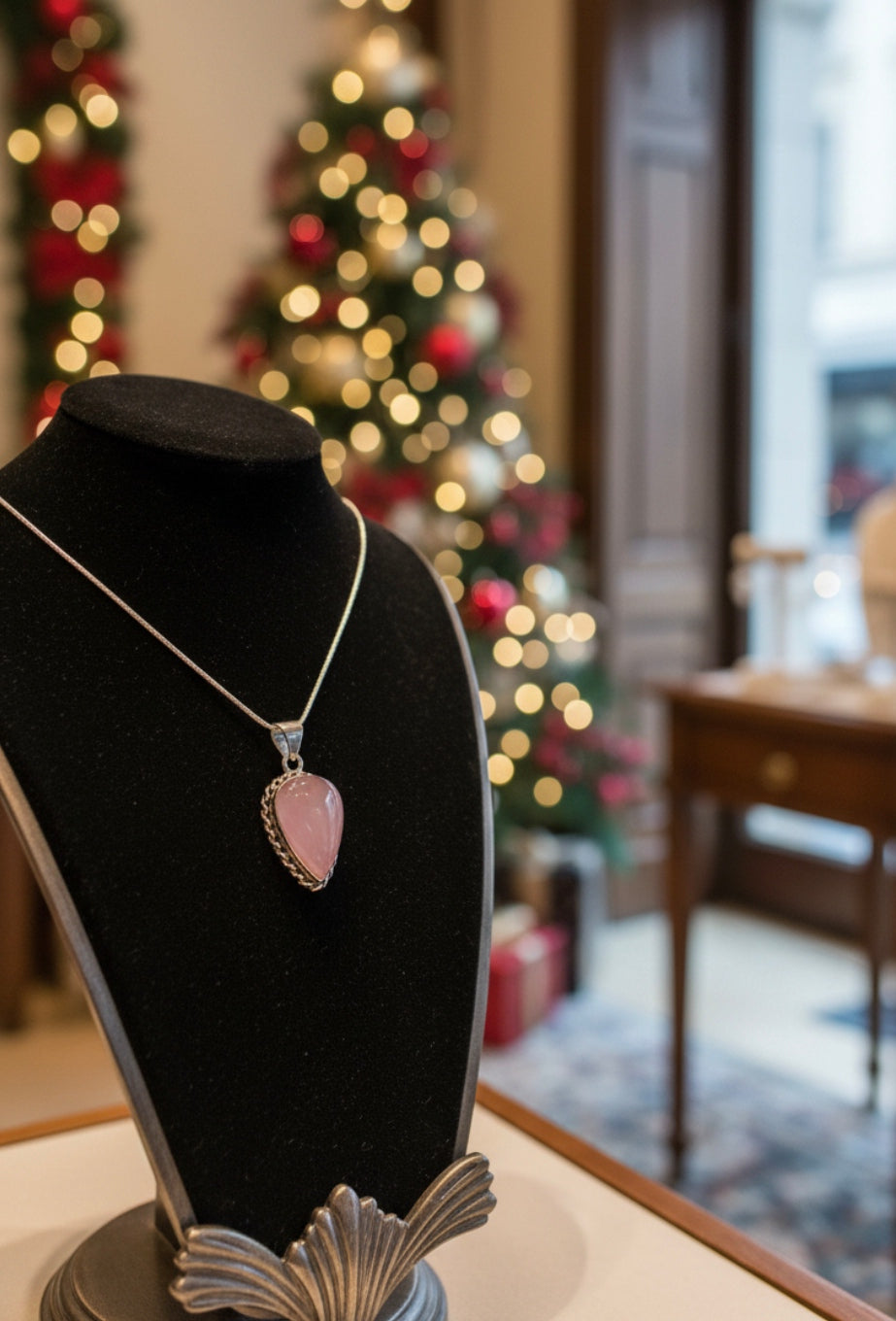 Collier. Pendentif Quartz rose.