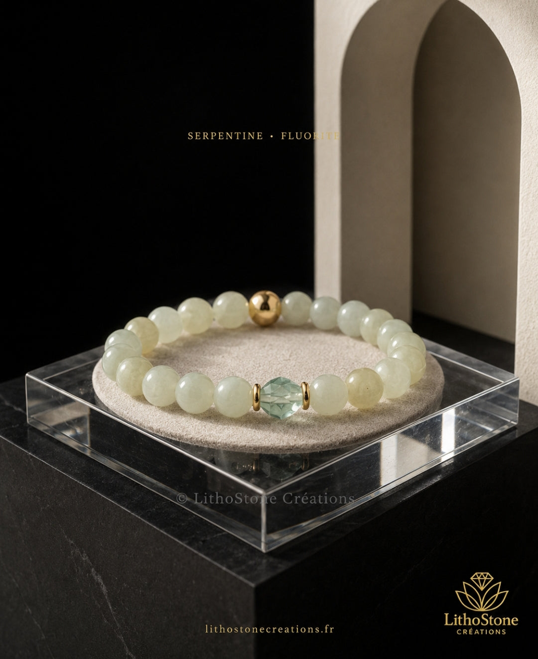 Bracelet Serpentine & Fluorite - Pierre Naturelle - Lithostone Créations